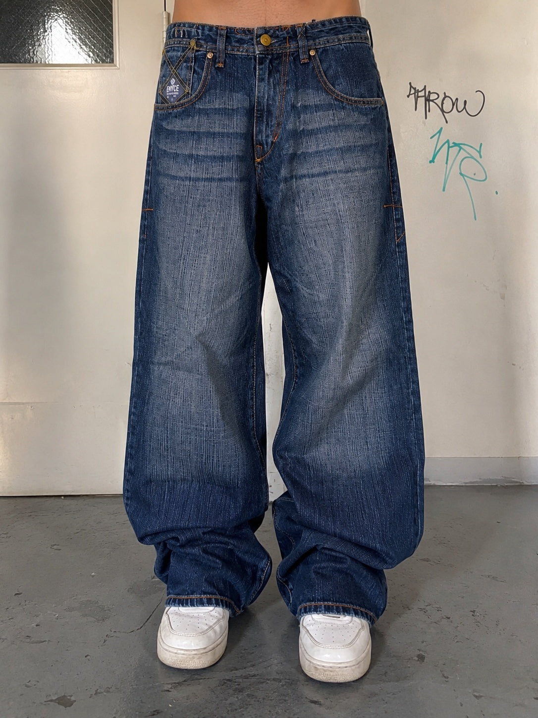 Jeans ENYCE uomo baggy wide leg blu Y2K vintage streetwear