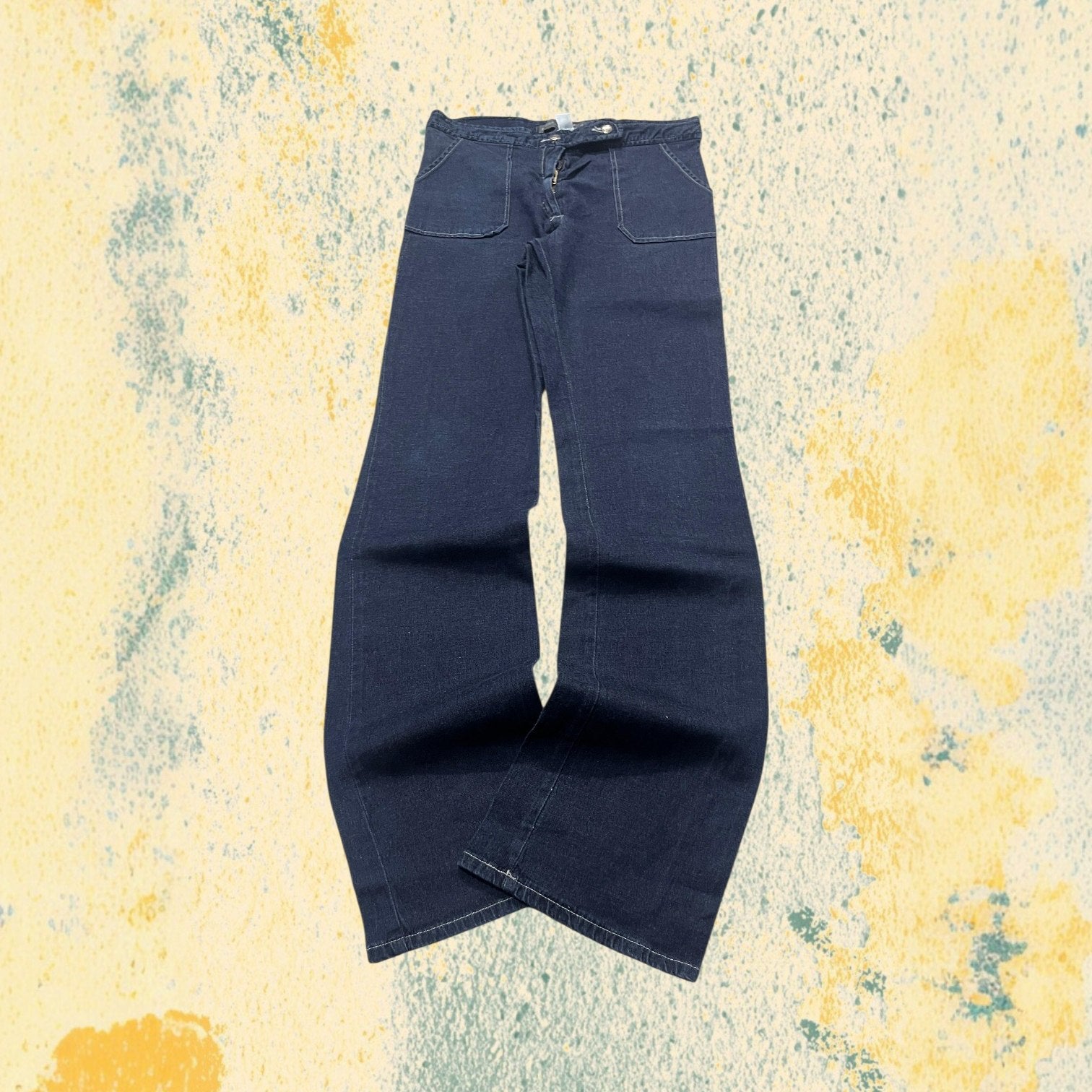 Denim Jeans Dark Blue Bootcut Fit Baggy (S)
