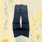 Denim Jeans Blu Low Waist Embroidered Flare Fit - Jeans Svasati (M)