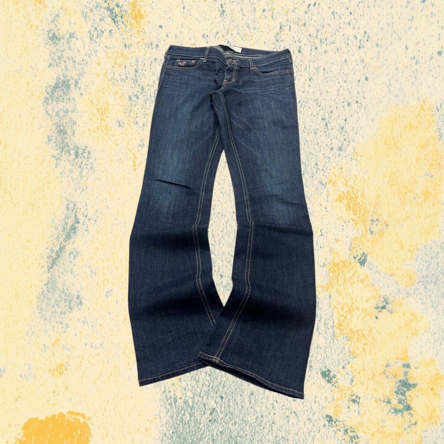 Denim Jeans Blu Low Waist Embroidered Flare Fit - Jeans Svasati (M)