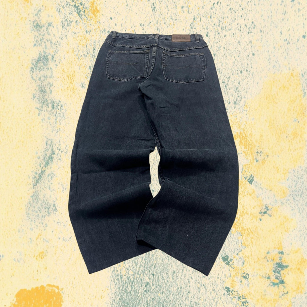 Denim Jeans Hugo Boss Dark Black Baggy Fit (S) Vintage Y2K