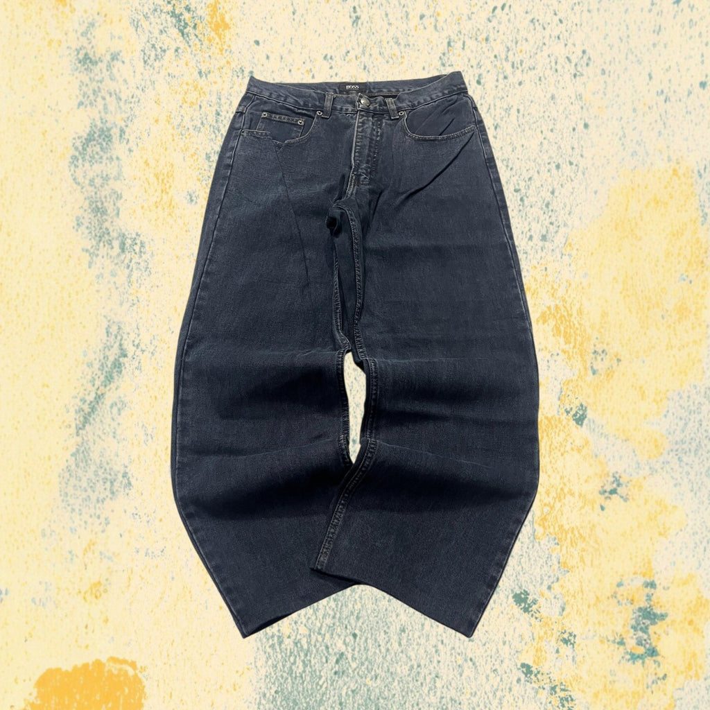 Denim Jeans Hugo Boss Dark Black Baggy Fit (S) Vintage Y2K