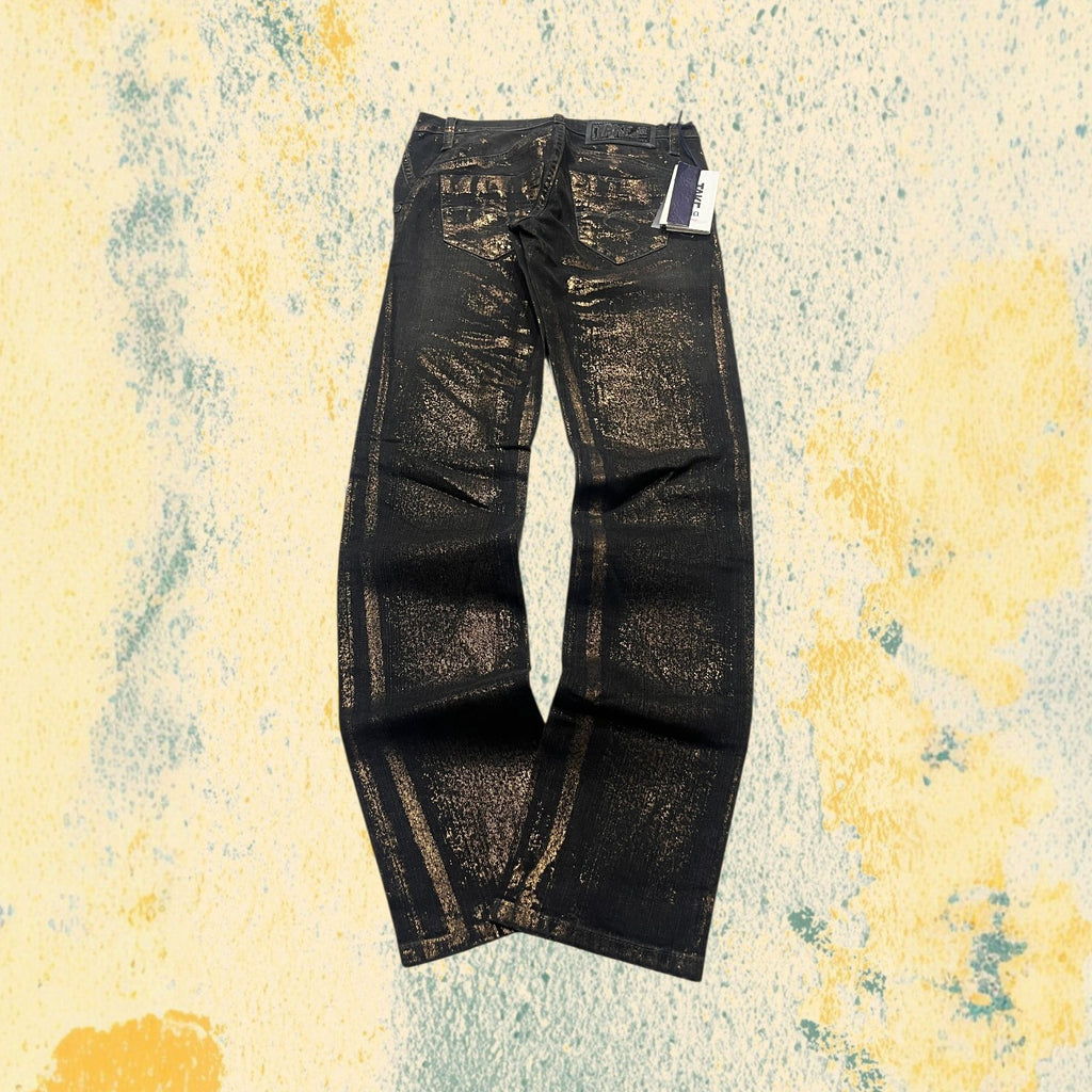 Denim Gold Straight / Slim Fit Black Low Waist (XS)