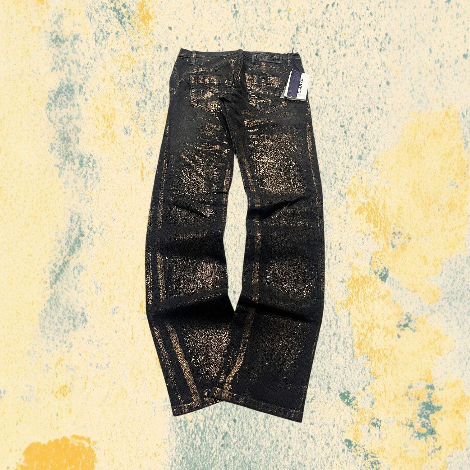 Denim Gold Straight / Slim Fit Black Low Waist (XS)