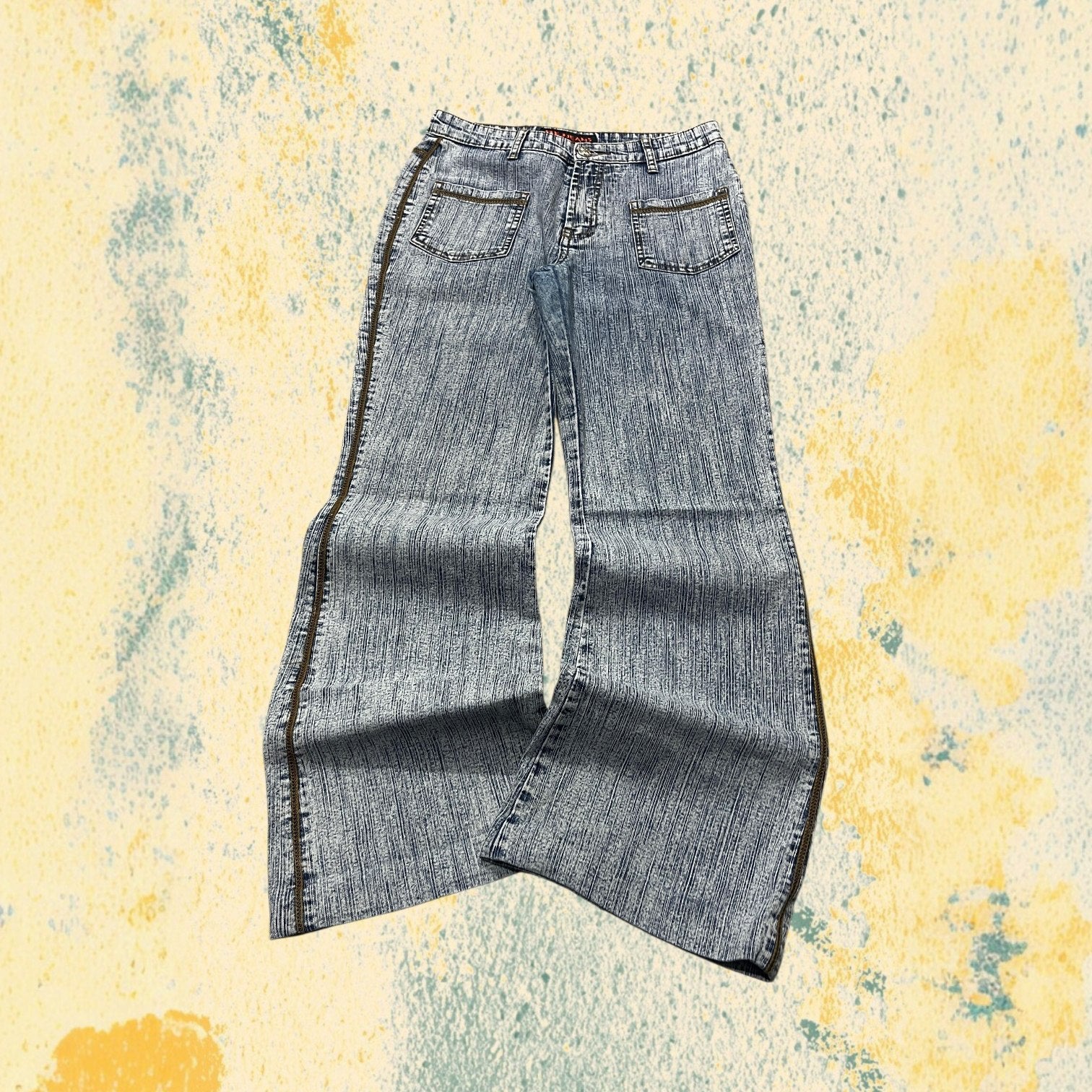 Denim Jeans Marble Flare Fit Y2K Vintage - Jeans Svasati (XS)