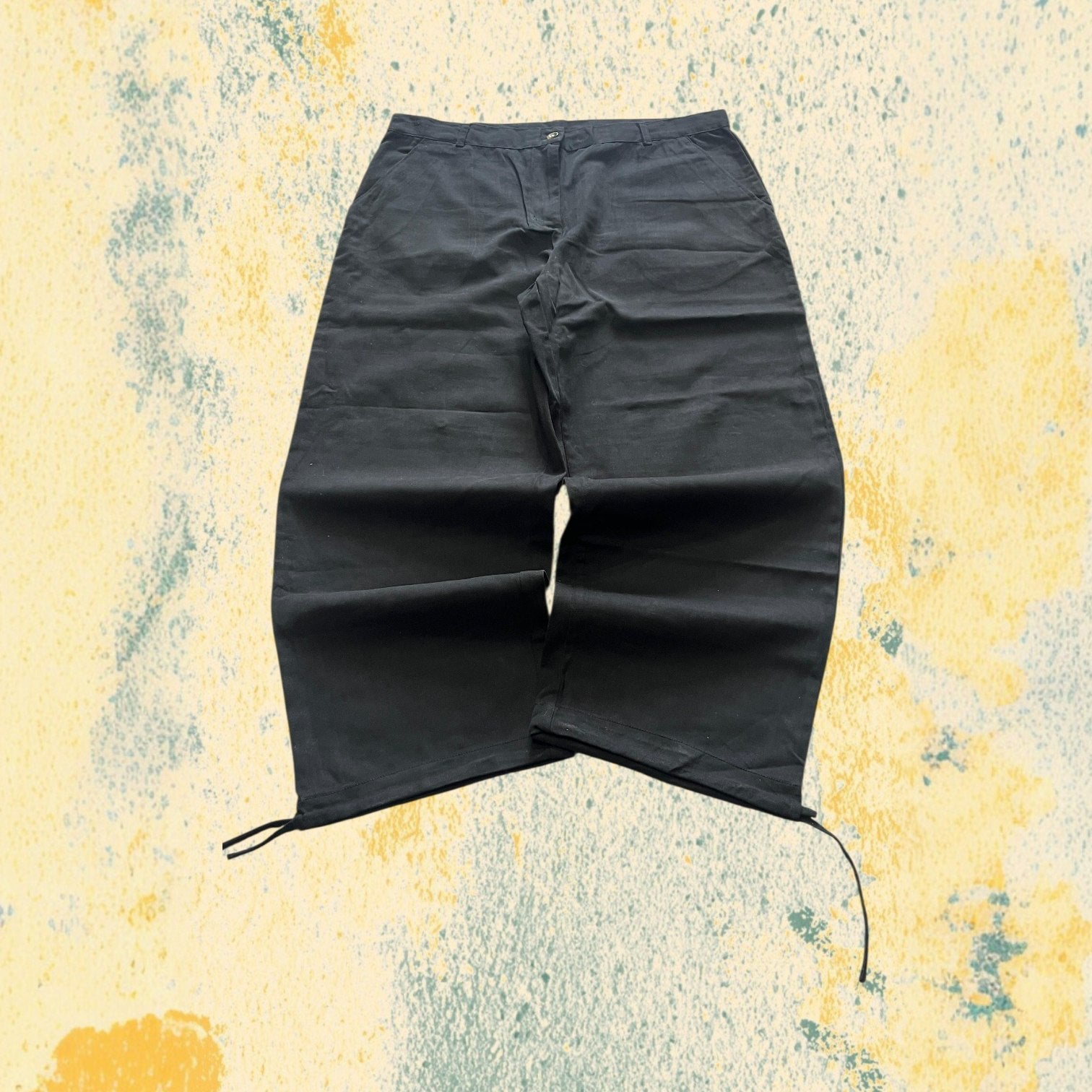 Pants Baggy Fit Black Vintage Y2K Cotton (XL)