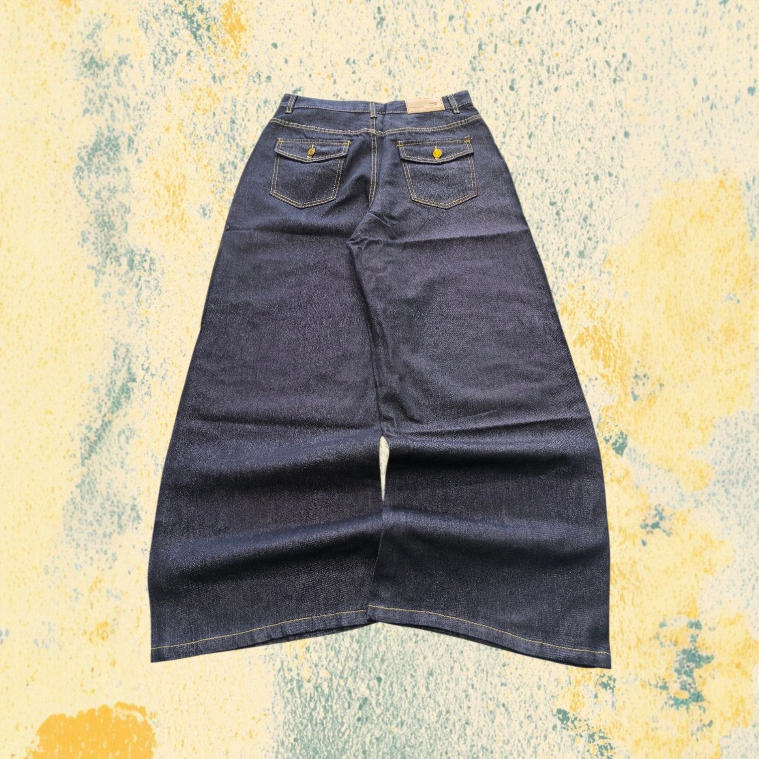 Denim Jeans Baggy Fit Blue Gold Botton Vintage Y2K (L)
