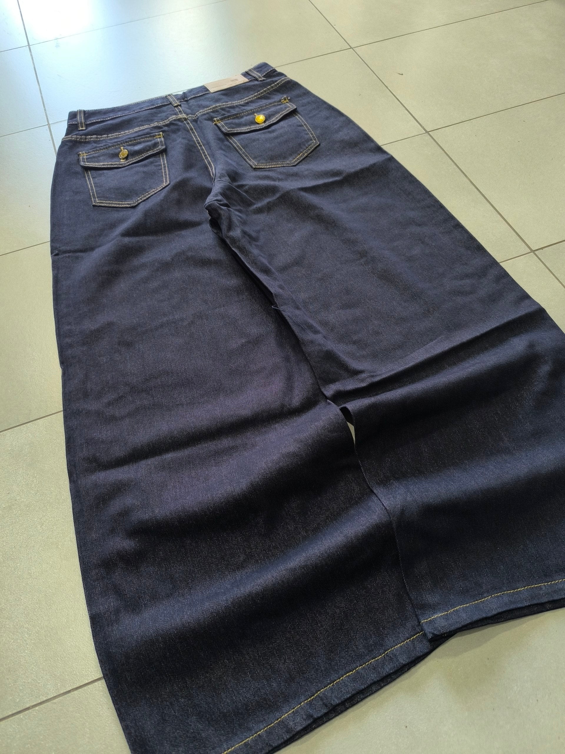 Denim Jeans Baggy Fit Blue Gold Botton Vintage Y2K (L)
