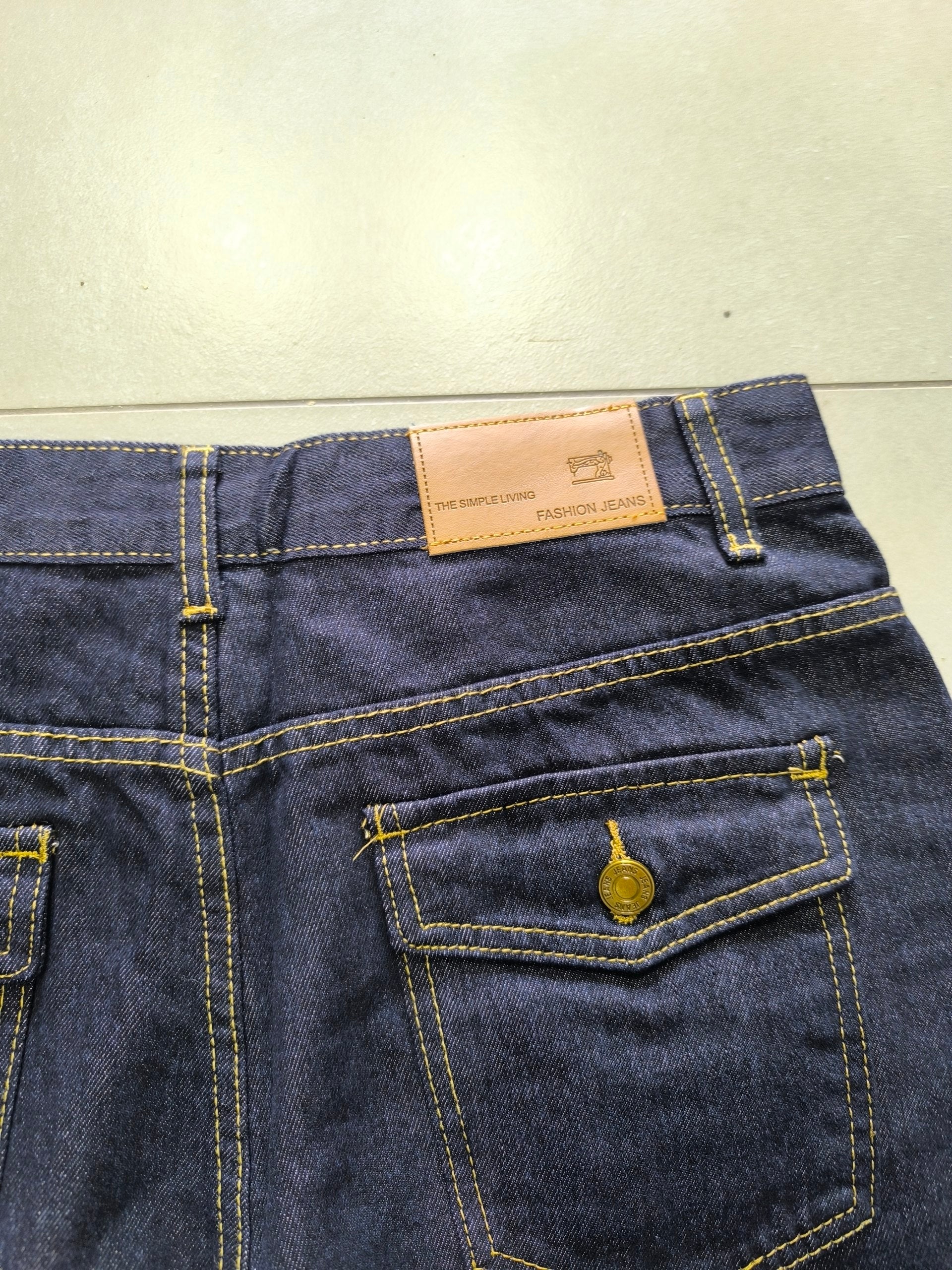 Denim Jeans Baggy Fit Blue Gold Botton Vintage Y2K (L)