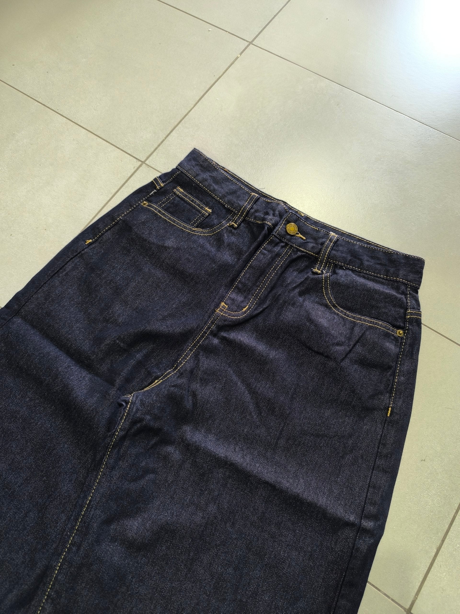 Denim Jeans Baggy Fit Blue Gold Botton Vintage Y2K (L)