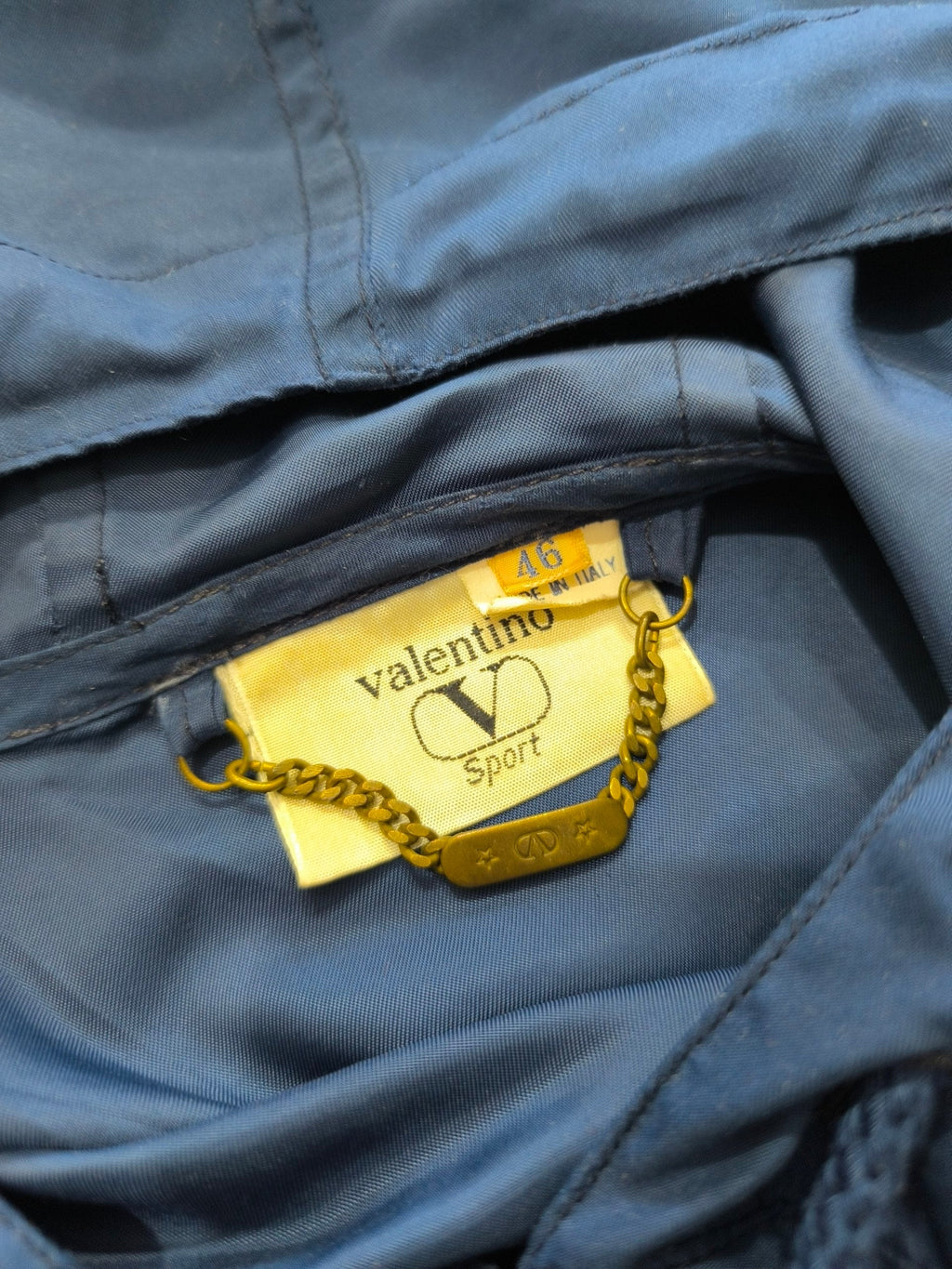 Valentino Vintage Windbreaker Blu Uomo Taglia M – Giacca 90s Tecnica con Cappuccio
