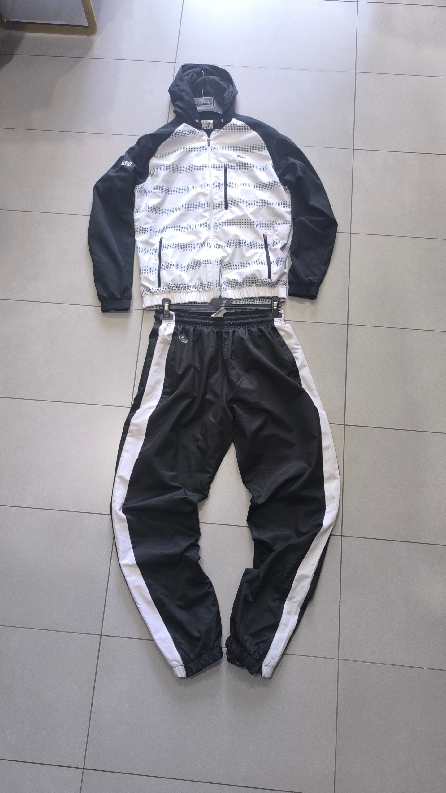 Tuta completa Lacoste Sport vintage bianca nera taglia M - TrackSuit Vintage
