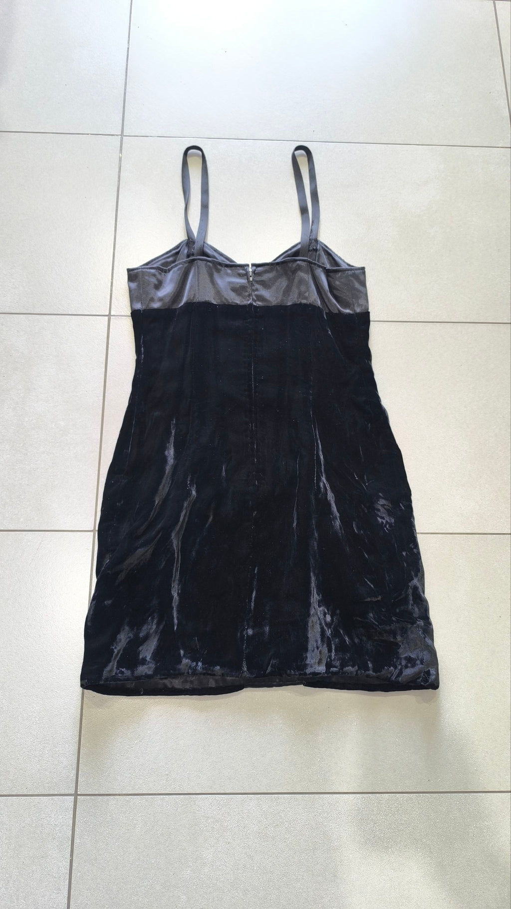 Abito top velluto nero raso grigio Y2K lingerie S