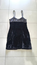 Abito top velluto nero raso grigio Y2K lingerie S
