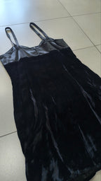 Abito top velluto nero raso grigio Y2K lingerie S