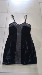 Abito top velluto nero raso grigio Y2K lingerie S