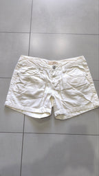 Pantaloncini bianchi donna Y2K vita bassa con zip (M)