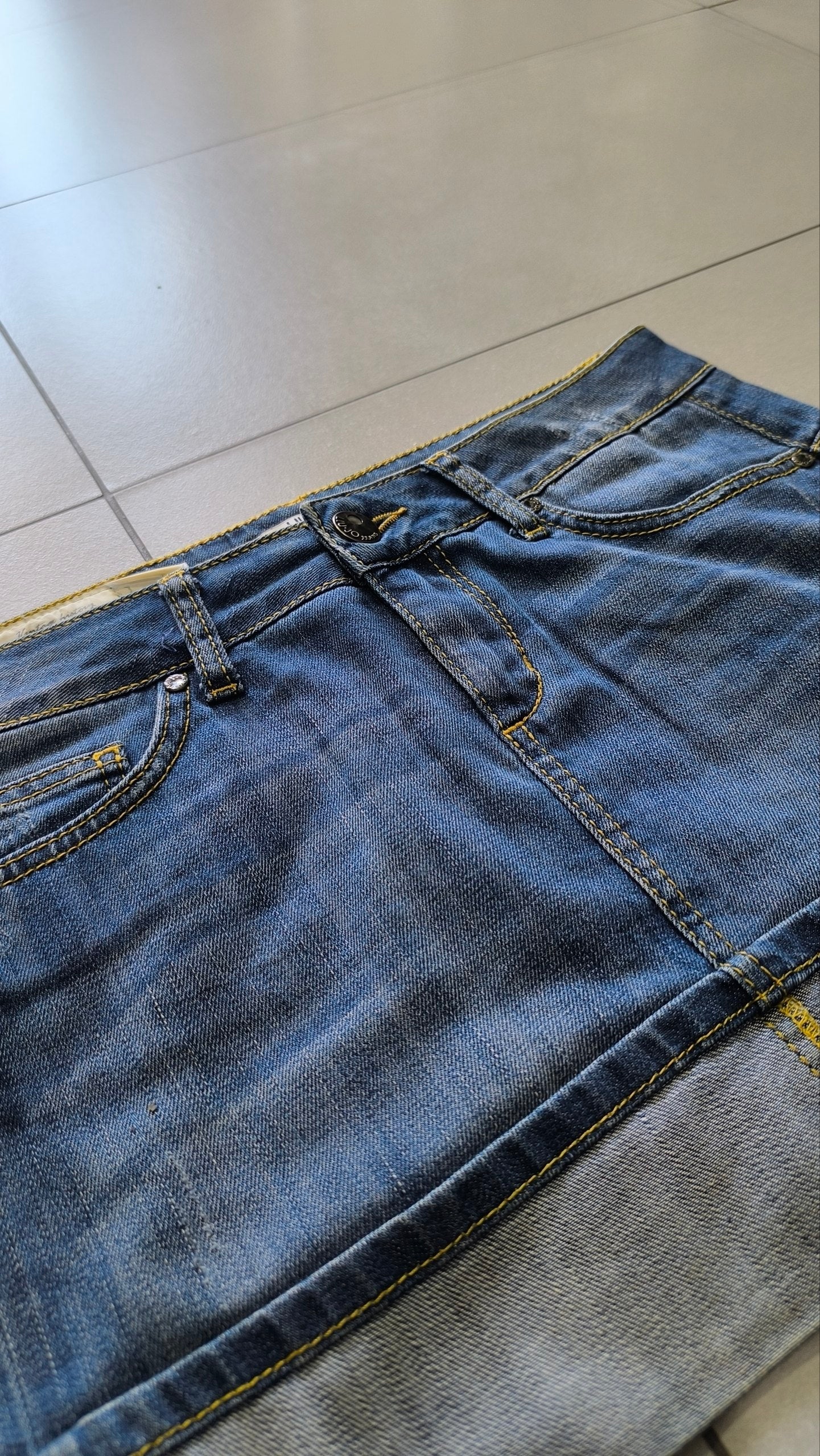 Minigonna Liu Jo Jeans Y2K denim vita bassa (M) Vintage Skirt Embroidered
