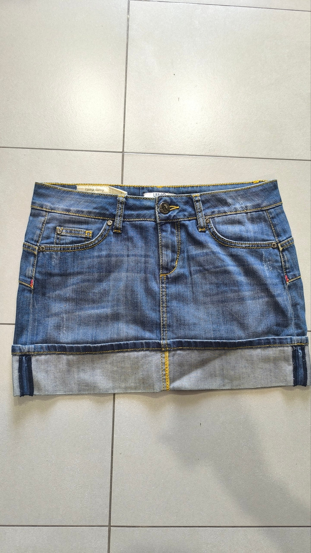 Minigonna Liu Jo Jeans Y2K denim vita bassa (M) Vintage Skirt Embroidered