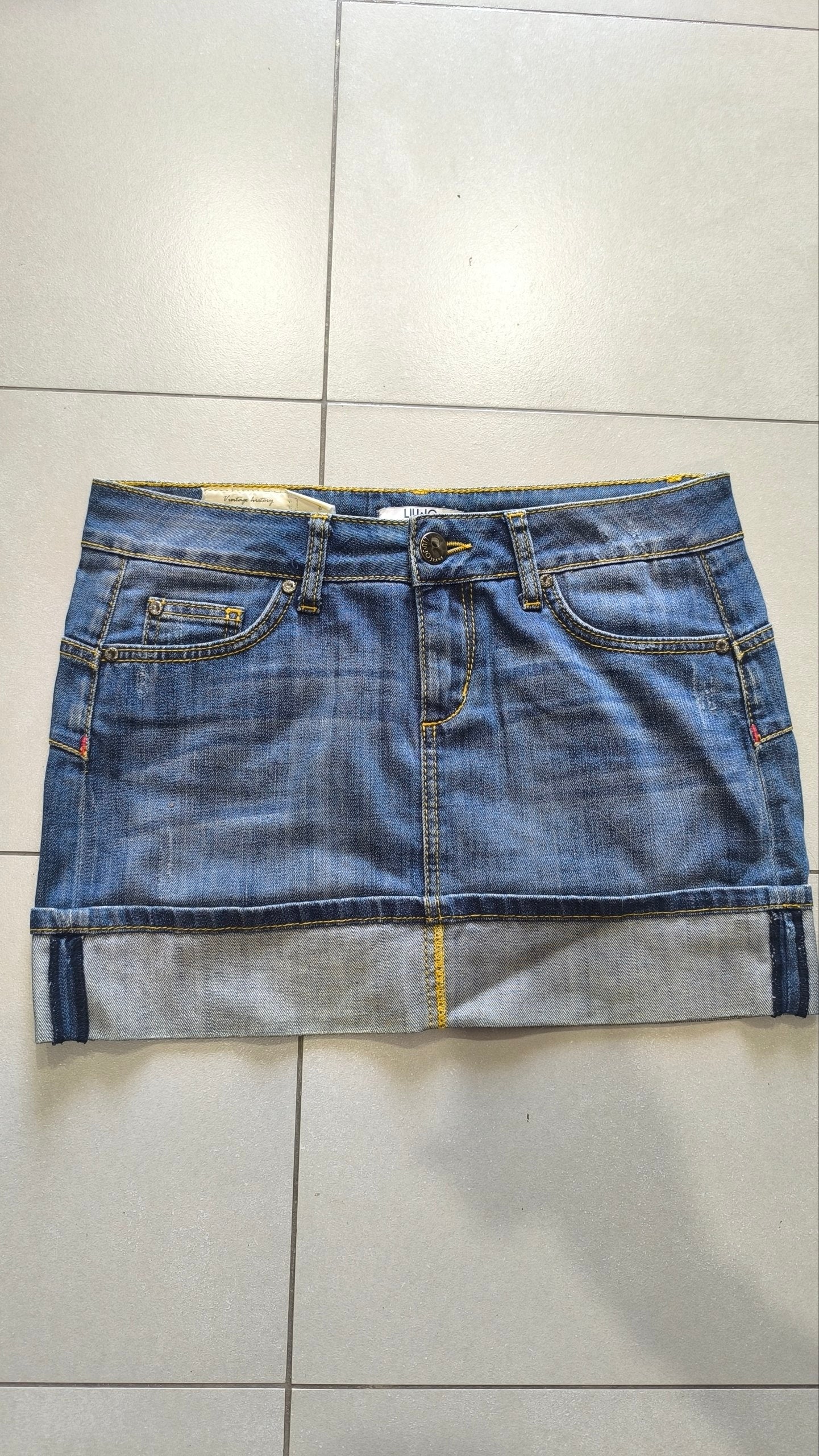 Minigonna Liu Jo Jeans Y2K denim vita bassa (M) Vintage Skirt Embroidered