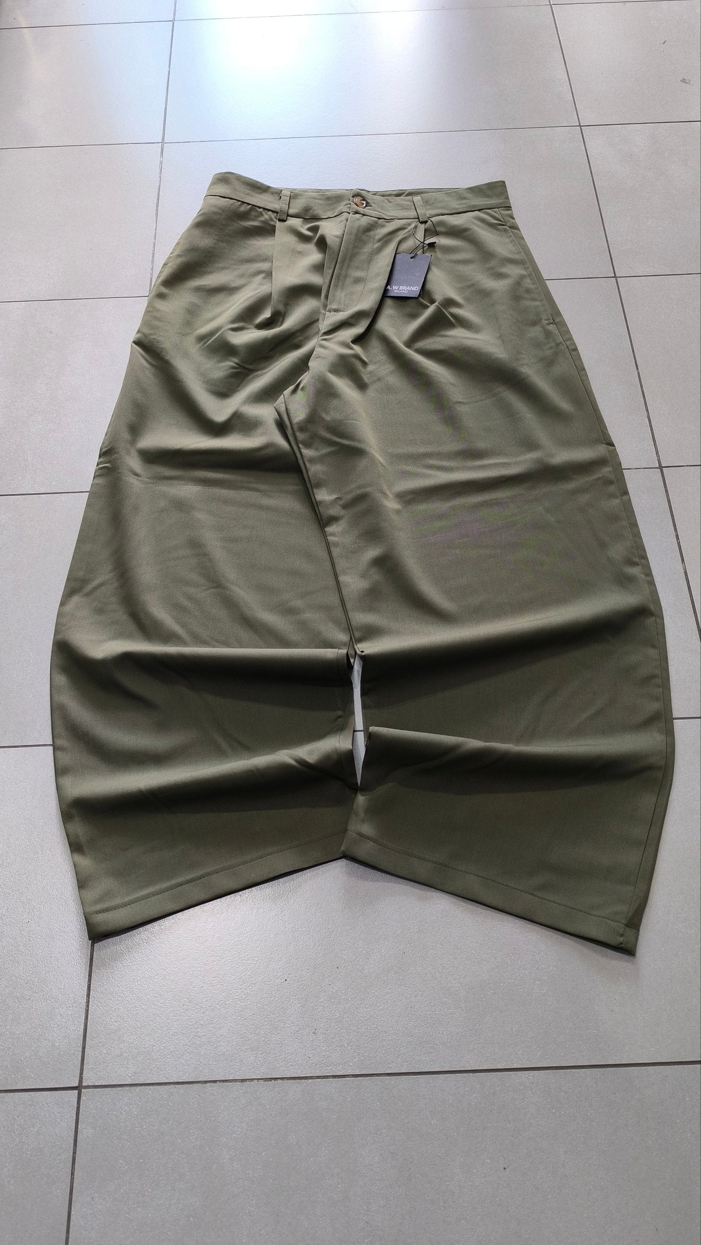 Pantalone uomo wide leg verde oliva cotone sartoriale Baggy Fit Vintage Y2K