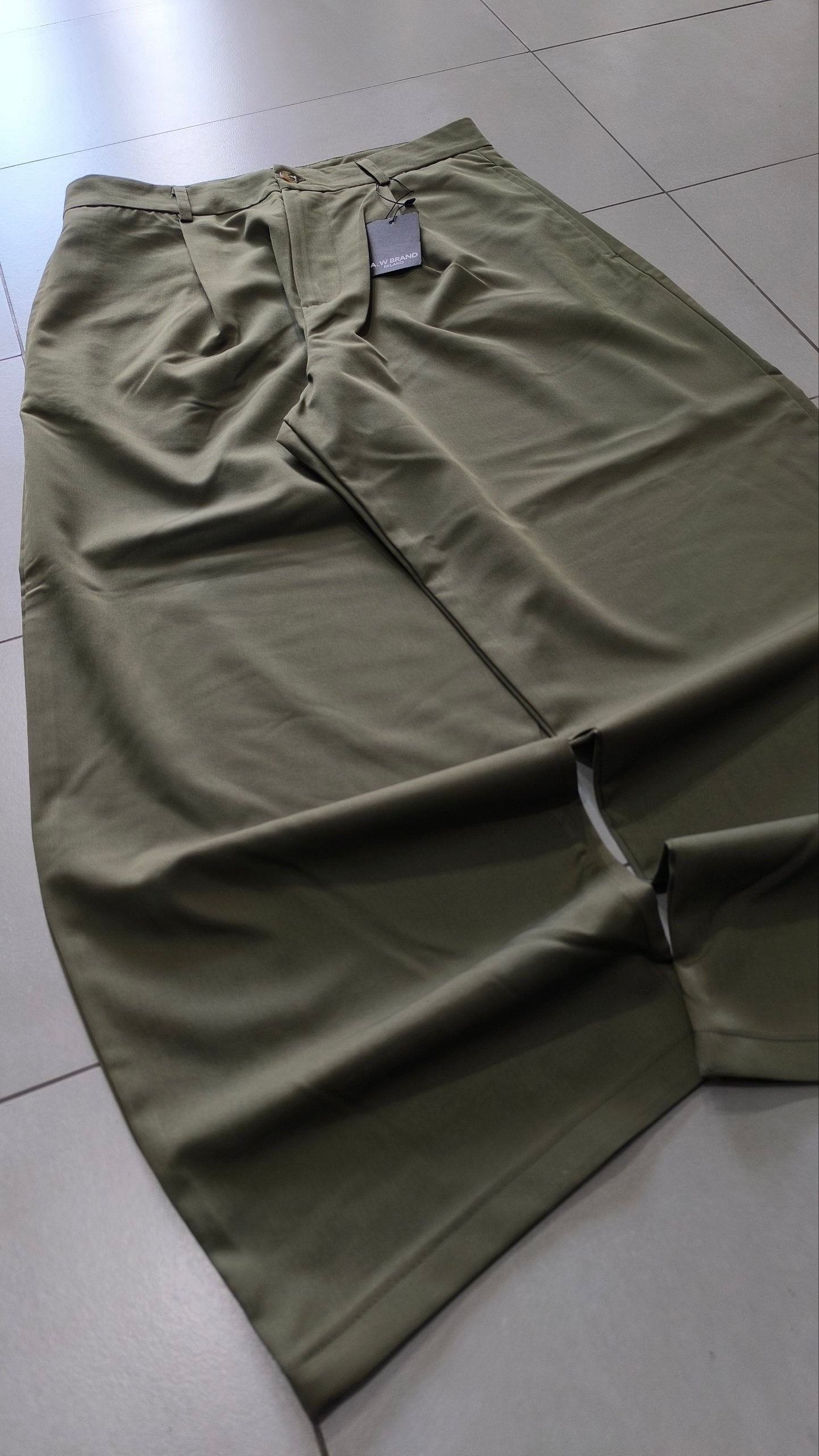 Pantalone uomo wide leg verde oliva cotone sartoriale Baggy Fit Vintage Y2K