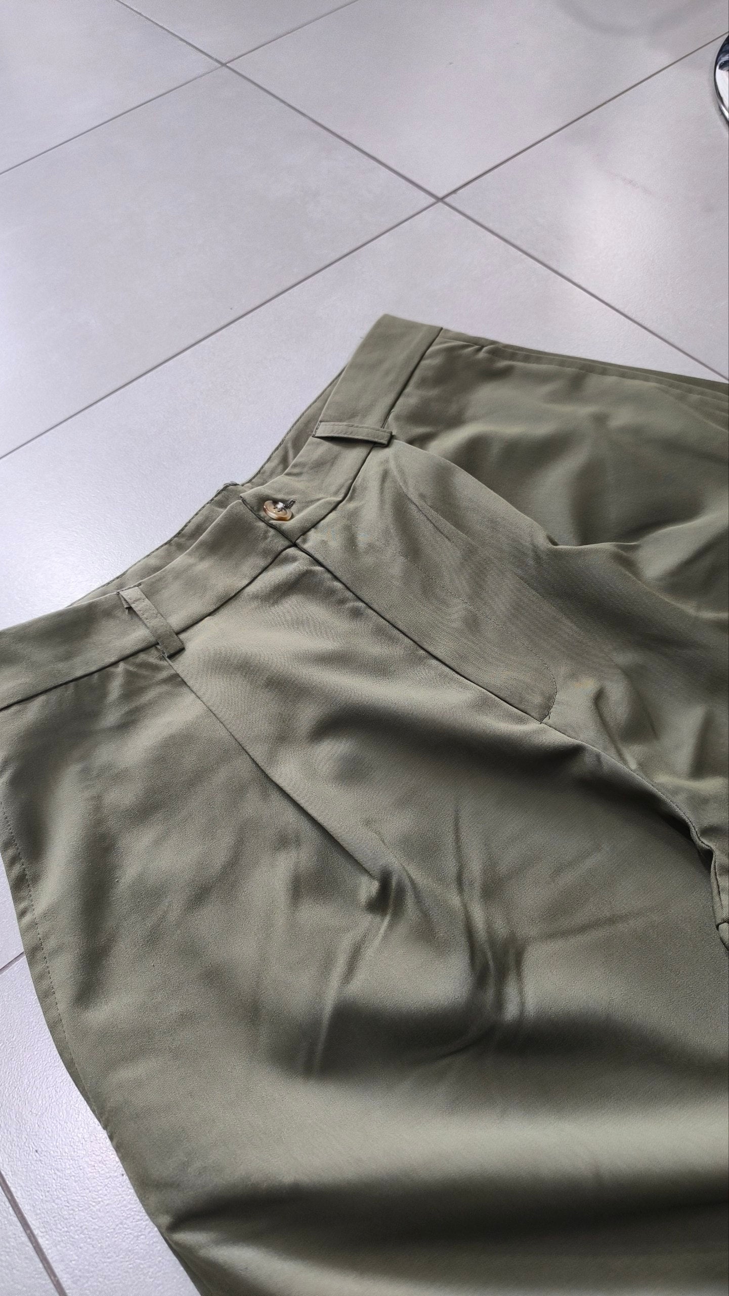 Pantalone uomo wide leg verde oliva cotone sartoriale Baggy Fit Vintage Y2K