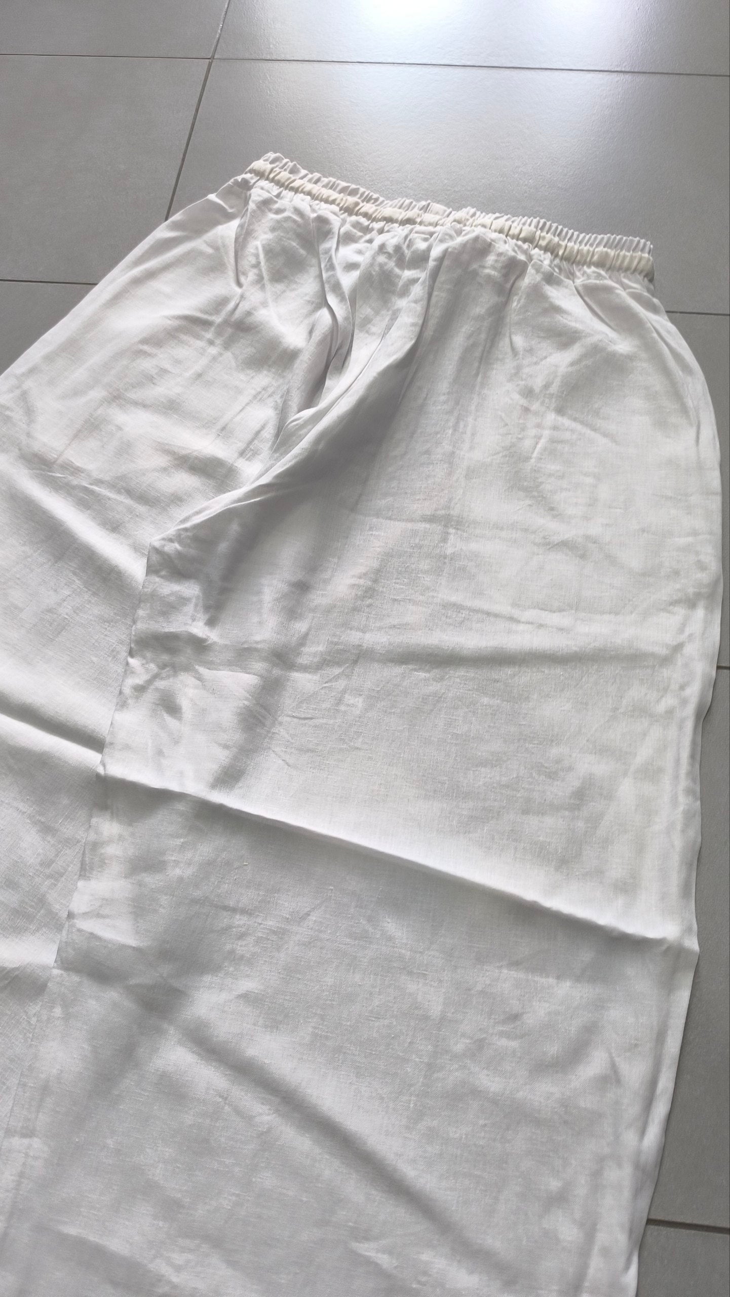 Pantalone uomo balloon bianco misto lino wide leg Baggy Fit - Linen Pants Vintage Y2K
