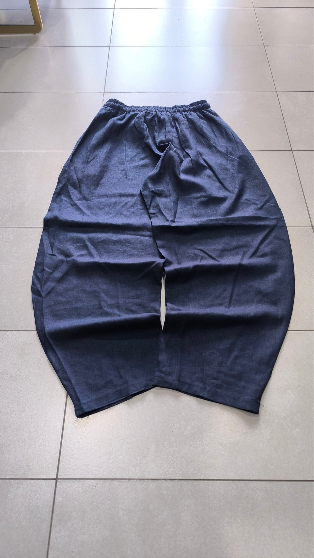Pantalone uomo balloon Blu misto lino wide leg Baggy Fit - Linen Pants Vintage Y2K