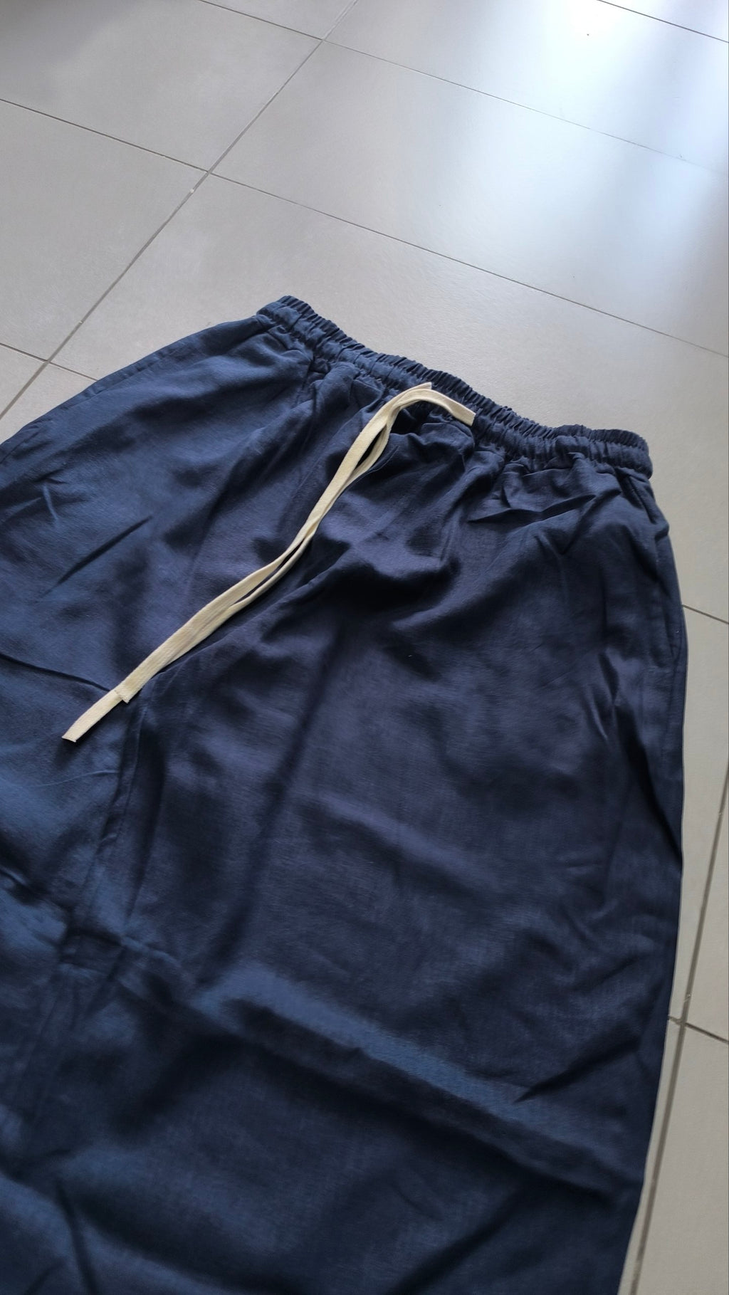 Pantalone uomo balloon Blu misto lino wide leg Baggy Fit - Linen Pants Vintage Y2K