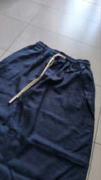 Pantalone uomo balloon Blu misto lino wide leg Baggy Fit - Linen Pants Vintage Y2K