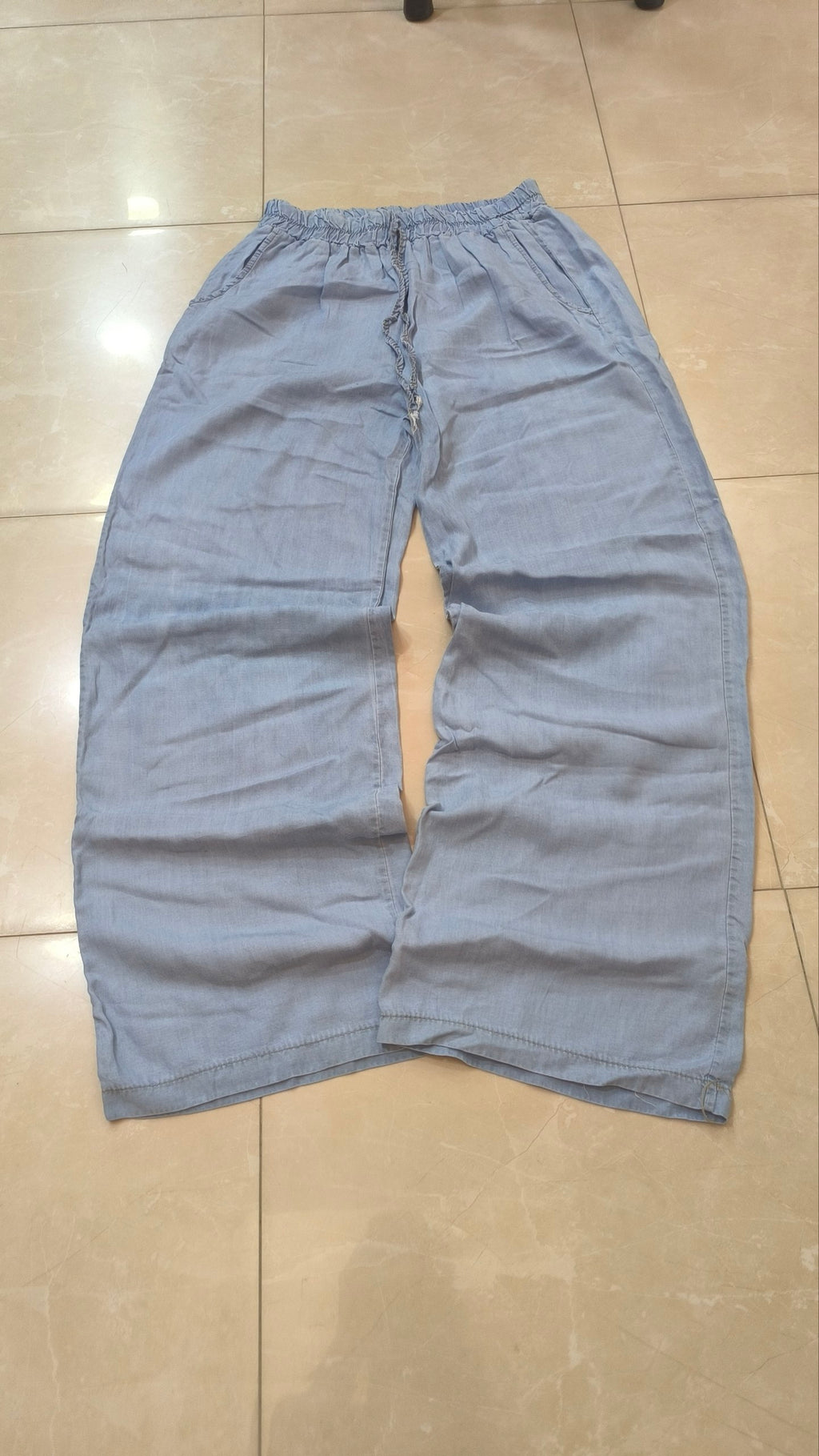 Pantaloni azzurri wide leg con elastico in vita Super Baggy Fit Light Pants Taglia Unica