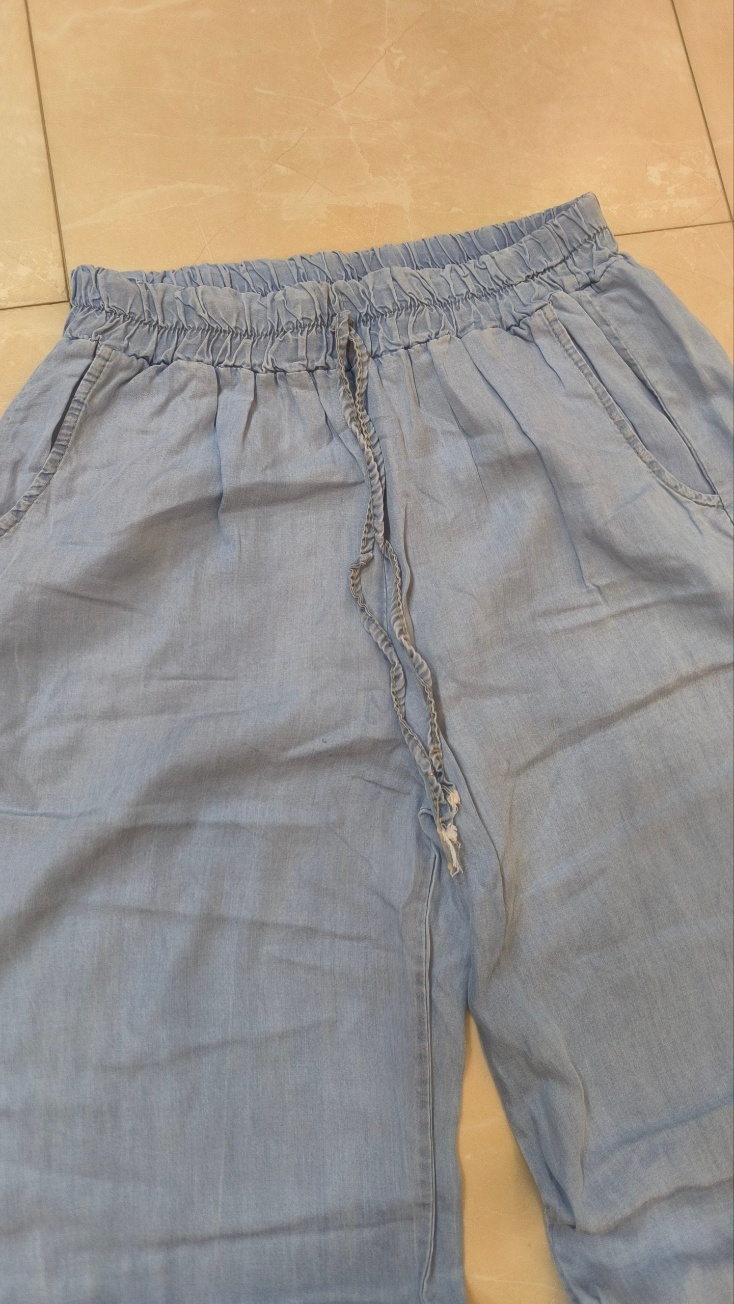 Pantaloni azzurri wide leg con elastico in vita Super Baggy Fit Light Pants Taglia Unica