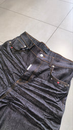 Jorts Static Studio denim nero stampa crane streetwear - Japan Style Vintage Y2K Denim
