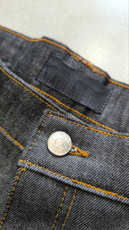 Jorts Static Studio denim nero stampa crane streetwear - Japan Style Vintage Y2K Denim