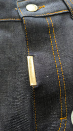 Jorts Static Studio Raw Denim Blu patch streetwear Vintage Y2K Printed Particular Hip-Hop (L)