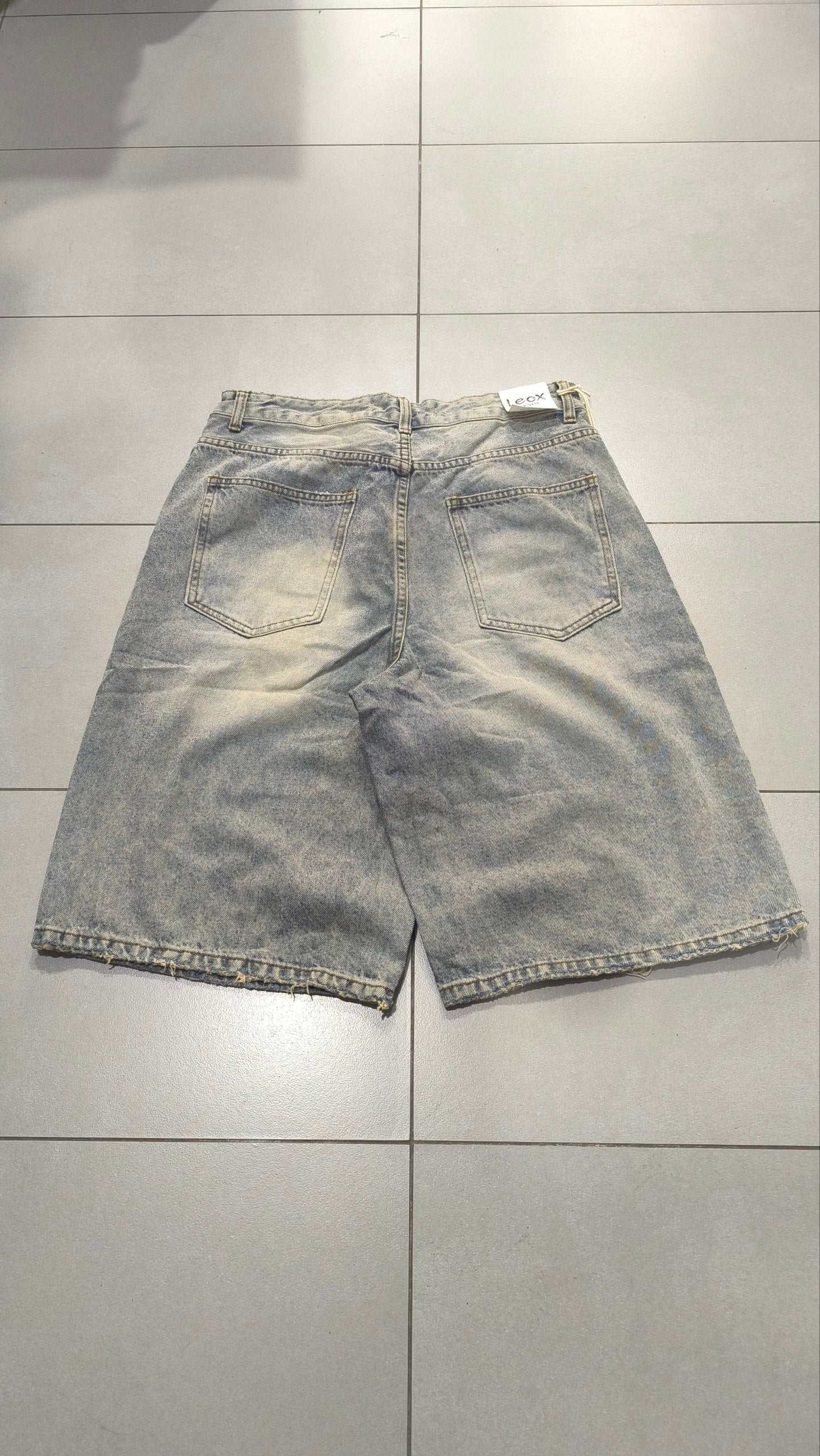 Denim Jeans Jorts Washed Vintage Y2K Sand Light Striped - Pantaloncini Lunghi