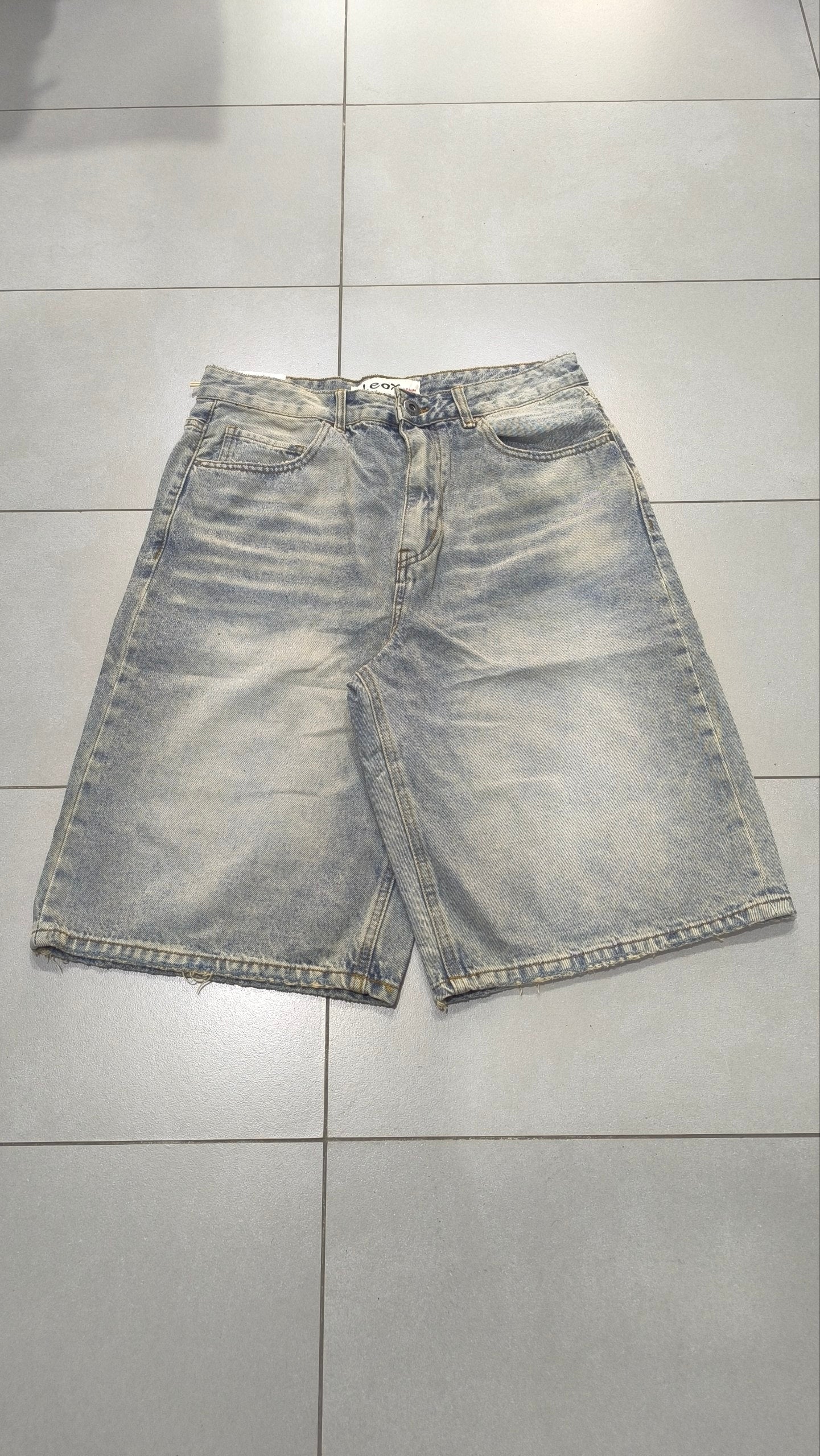 Denim Jeans Jorts Washed Vintage Y2K Sand Light Striped - Pantaloncini Lunghi