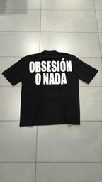 T-shirt nera uomo streetwear con stampa retro Obsesión o Nada