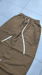 Pantalone uomo balloon Marrone Cammello misto lino wide leg Baggy Fit - Linen Pants Vintage Y2K