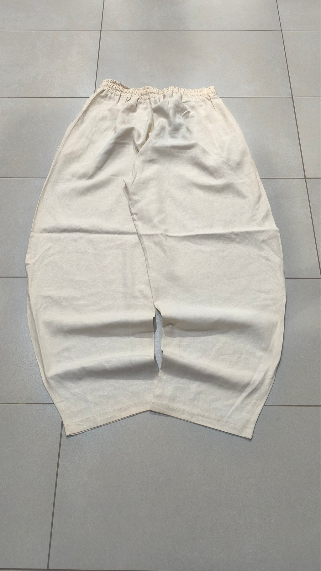 Pantalone uomo balloon Beige misto lino wide leg Baggy Fit - Linen Pants Vintage Y2K