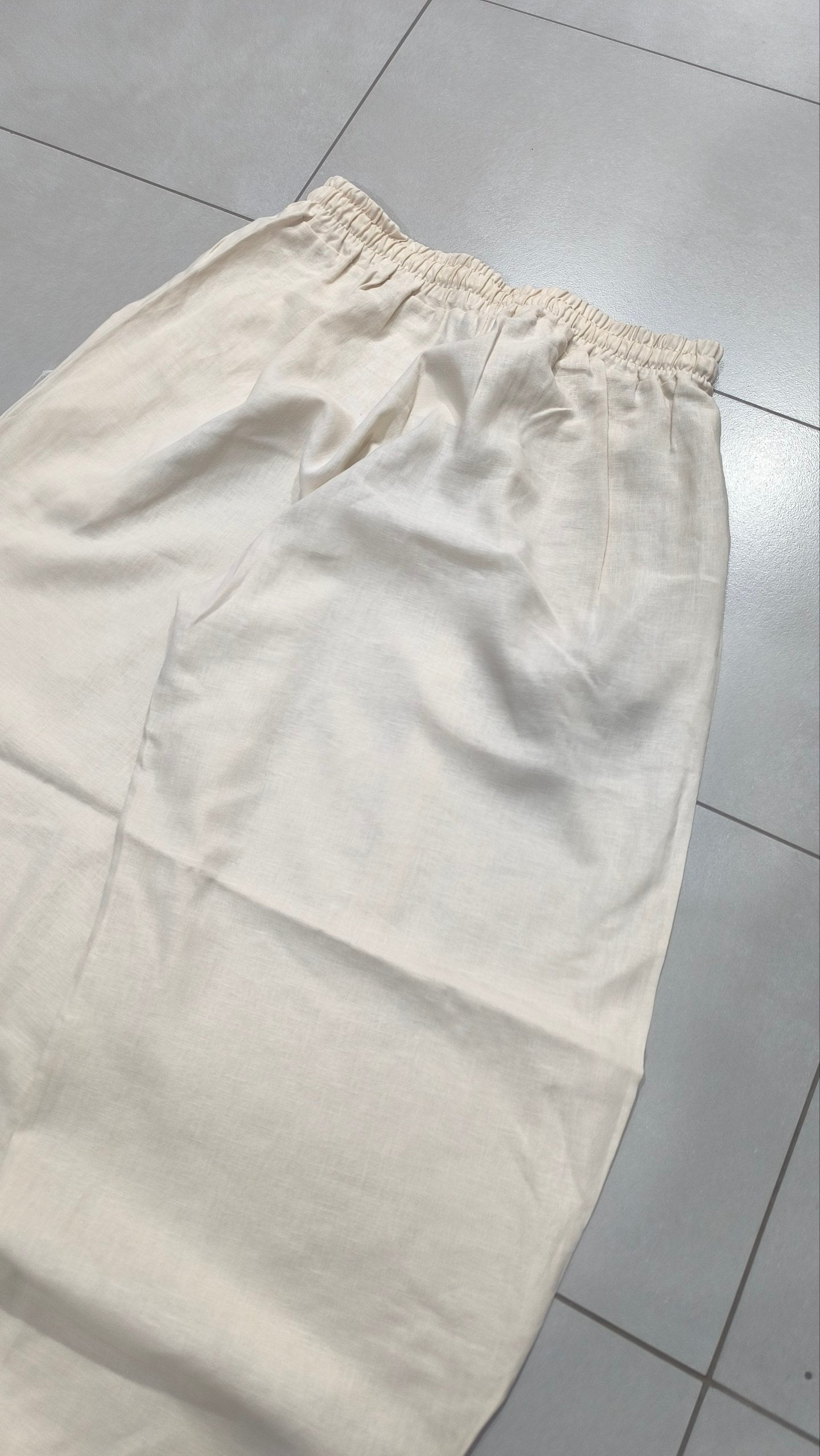 Pantalone uomo balloon Beige misto lino wide leg Baggy Fit - Linen Pants Vintage Y2K
