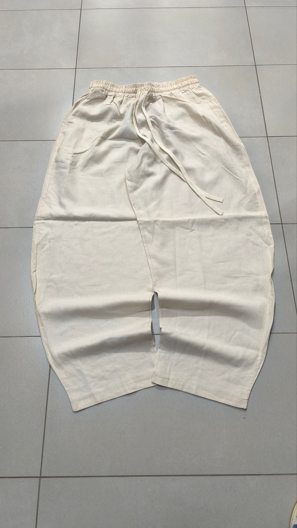 Pantalone uomo balloon Beige misto lino wide leg Baggy Fit - Linen Pants Vintage Y2K