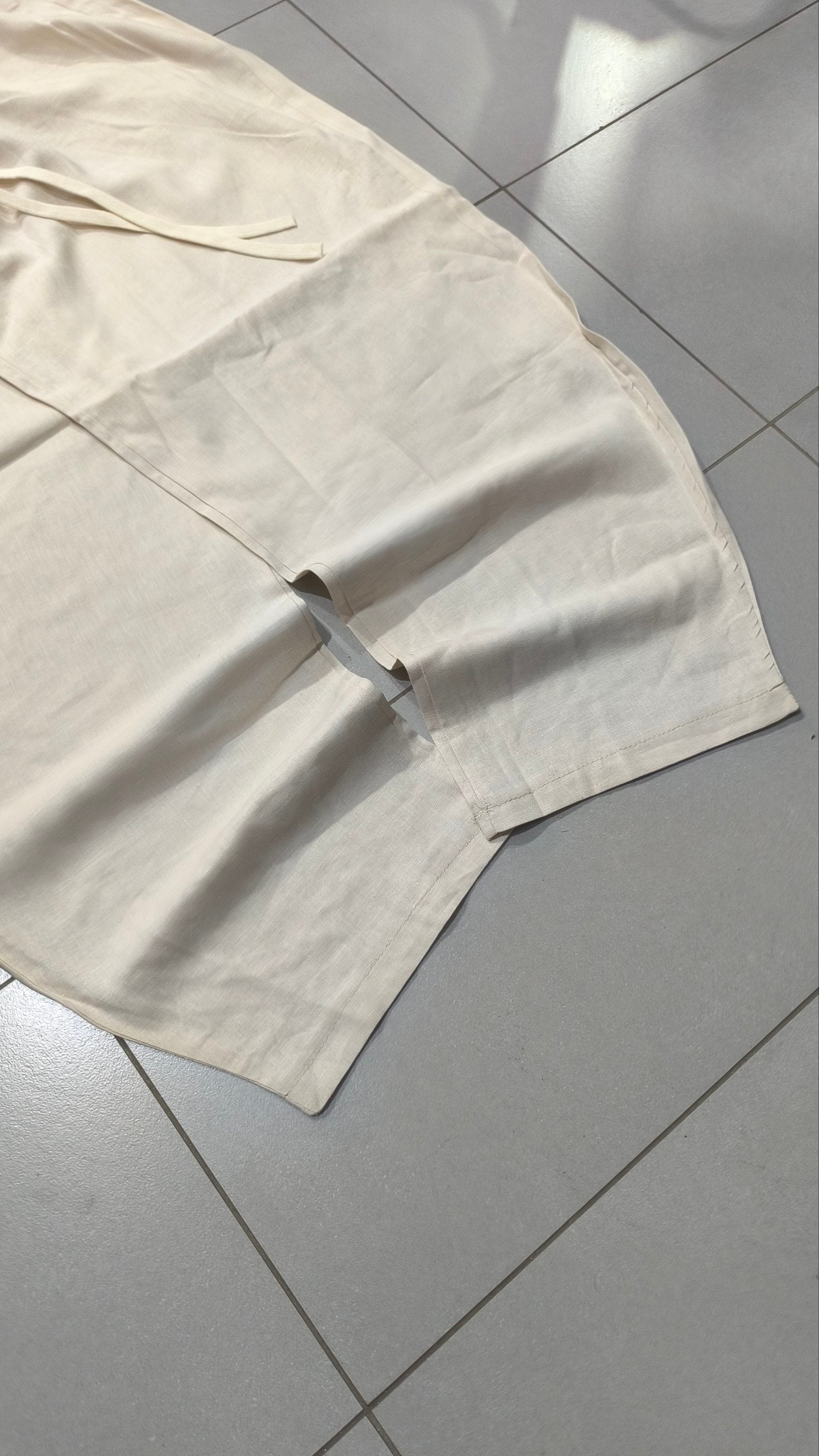 Pantalone uomo balloon Beige misto lino wide leg Baggy Fit - Linen Pants Vintage Y2K