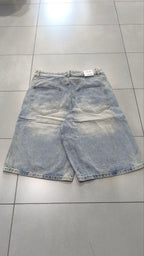 Jorts Leox Denim Chiaro Baggy Sabbiato Doppio Bustino Embroidered Particular Y2K