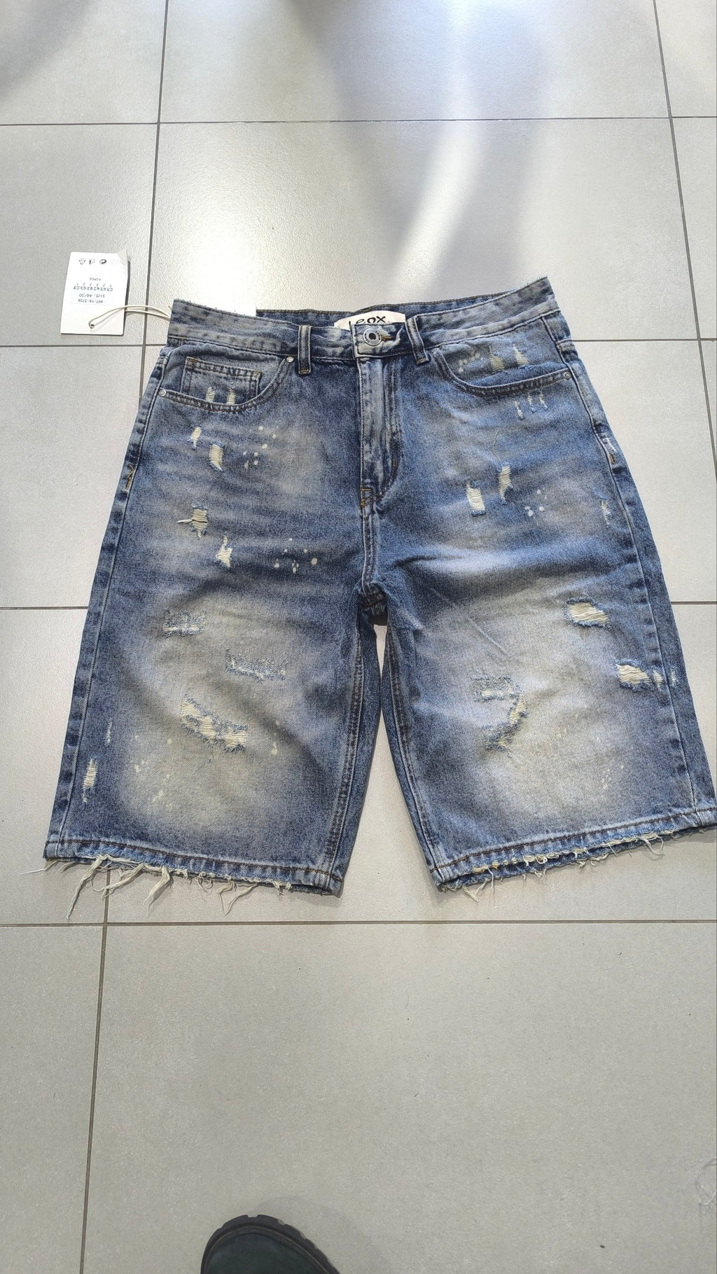 Jorts Leox Denim Blu con Rotture Baggy Embroidered Particular Y2K