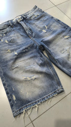 Jorts Leox Denim Blu con Rotture Baggy Embroidered Particular Y2K