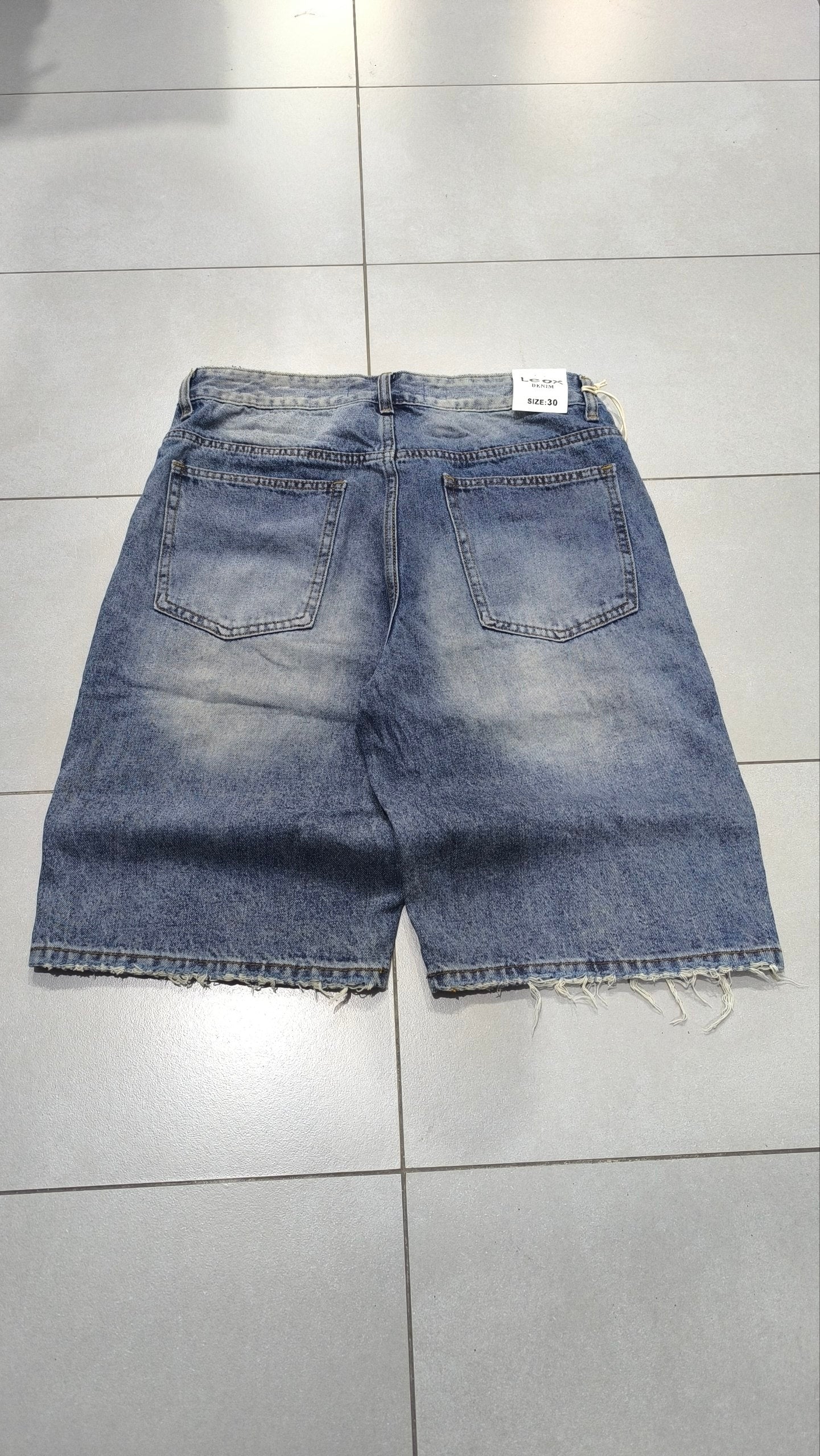 Jorts Leox Denim Blu con Rotture Baggy Embroidered Particular Y2K
