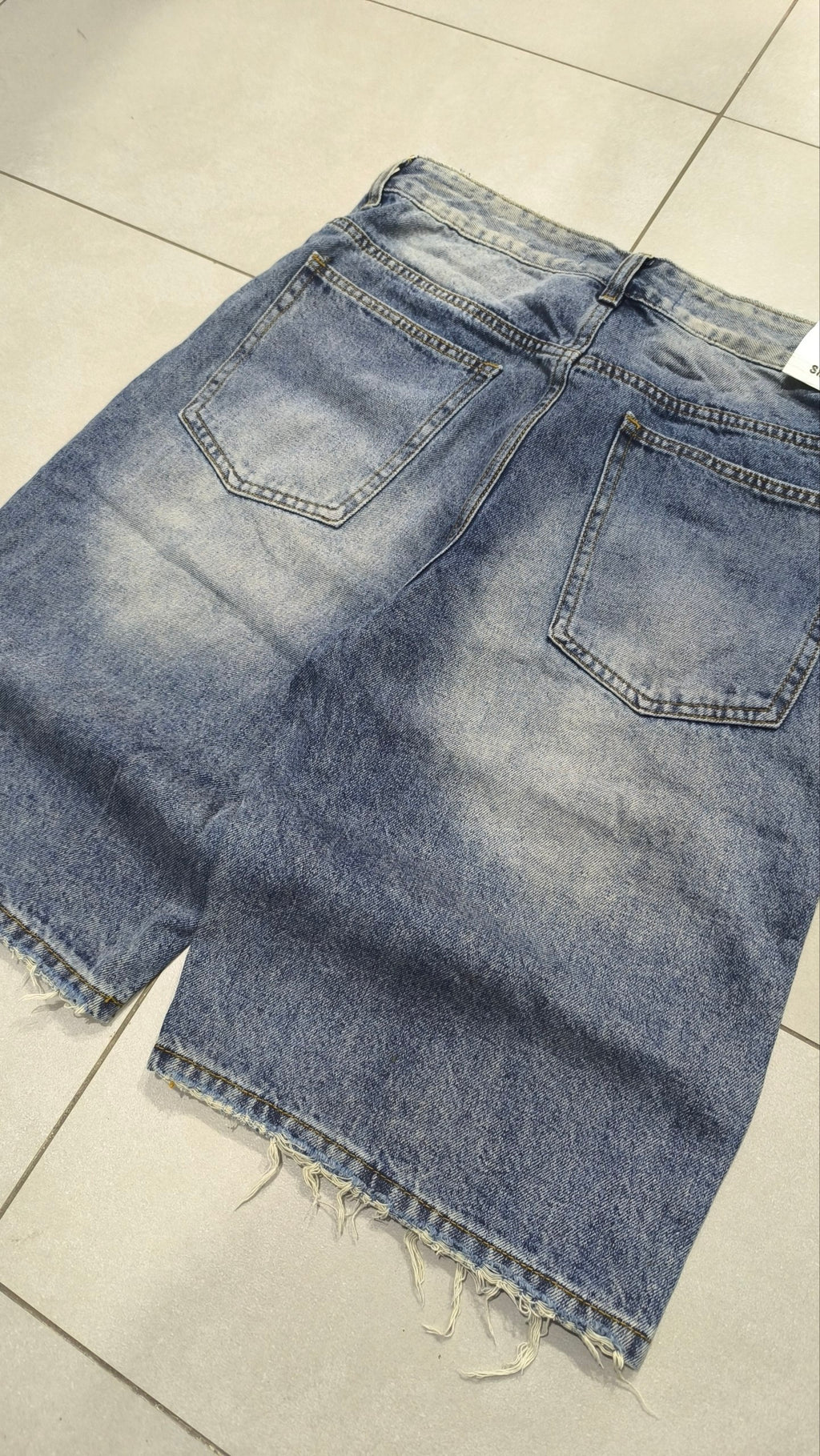 Jorts Leox Denim Blu con Rotture Baggy Embroidered Particular Y2K