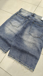 Jorts Leox Denim Blu con Rotture Baggy Embroidered Particular Y2K